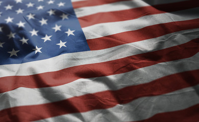 United States of America Flag Rumpled Close Up