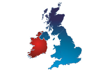 Silueta azul y rojo de Reino Unido. 