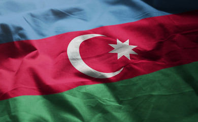  Azerbaijan Flag Rumpled Close Up © natanaelginting