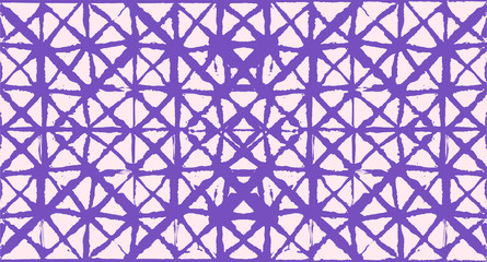 Traditional Japan Tie Dye Ornament Organic Kimono Vector Seamless Pattern. Asian Fashion Fabric Watercolour Batik Print, Wabi Sabi Ikat Geo Texture. Hand Painted Shibori Geometric Seamless Background.
