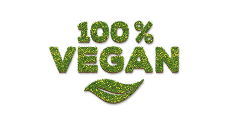 100% VEGAN Natural Organic Green Grass Symbol