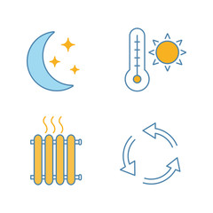 Air conditioning color icons set