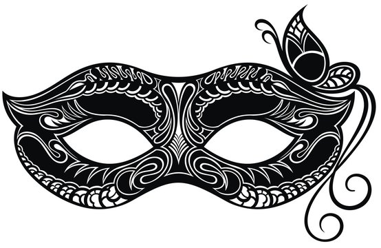 Beautiful mask with butterfly.Venetian carnival logo