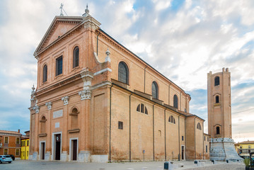 Fototapeta na wymiar View at the Basilica of San Cassiano in Comacchio - Italy