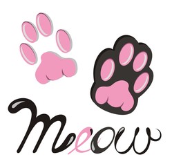 Obraz premium Cat Paw Dog Paw vector icon illustration