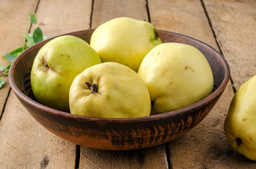 Quince on a dark background.