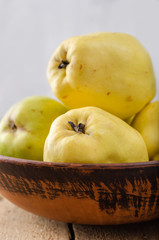 Quince on a dark background.