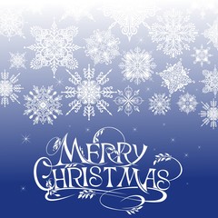 Fototapeta na wymiar Holiday greeting with snowflake background. Merry Christmas