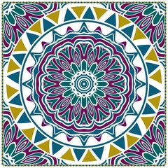 Traditional ornamental floral mandala pattern. For design of carpet, shawl, pillow, cushion. Vector illustration