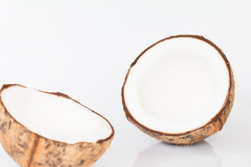 Close up of coconut on white background