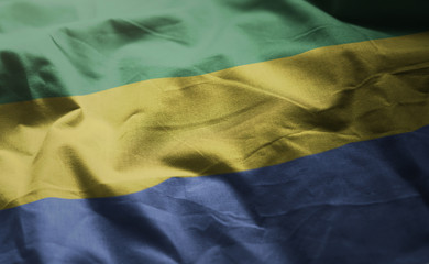 Gabon Flag Rumpled Close Up