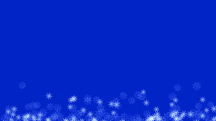 Abstract background with a variety of colorful snowflakes. Big and small.