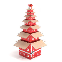 gifts shaped like a Christmas tree