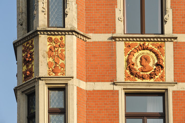Detail am Rathaus Pieschen, Ortsamt, Dresden, Sachsen, Deutschland, ÖffentlicherGrund