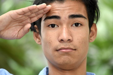 Obraz premium Handsome Adult Male Saluting