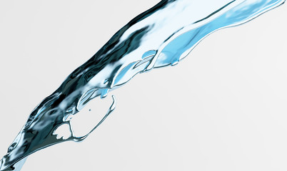 Blue water splash isolated on white background. 3d render