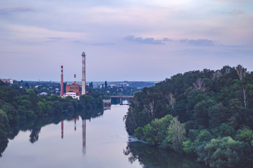 Naklejka premium Factory on the Dniper river in Ukraine