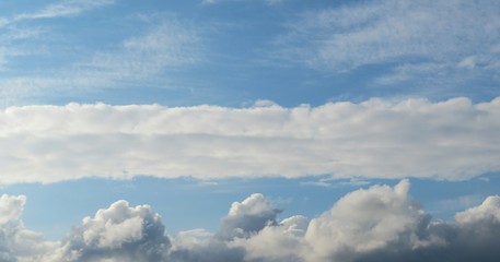Beautiful path shape cloud in blue sky, natural clouds background