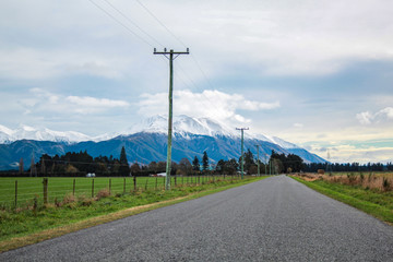 Fototapeta na wymiar view over Mount Hutt from Methven village, Canterbury, South Island, New Zealand