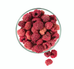 dried raspberries isolated on white