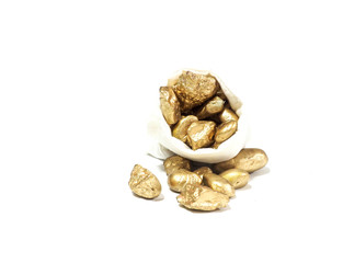 sack of gold nugget , gold gemstone, luxury concept