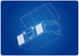 Record player on a blue background