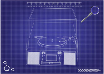Record player on a blue background