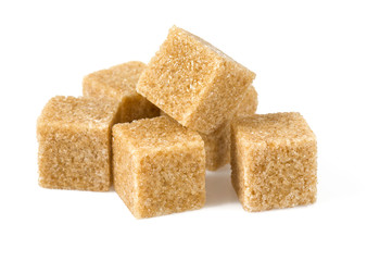 brown sugar cubes isolated on white