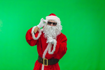 Santa Claus With Sunglasses Dancing Chroma key