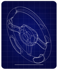 3d model steering on a blue