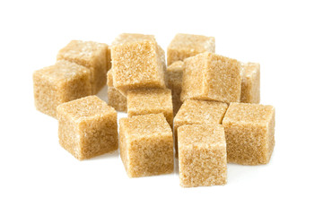 brown sugar cubes isolated on white
