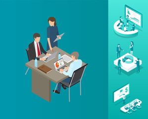 Blockchain Boss and Secretary Vector Illustration