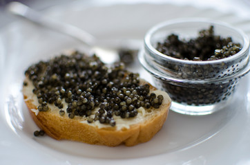 cake with with black caviar
