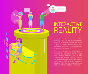 Interactive Reality Cartoon Banner Vector Set