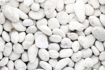 White pebbles stone texture and background 