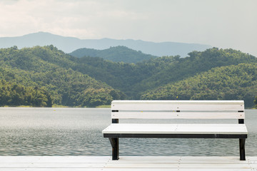 white chair with terrace outdoor for relax time