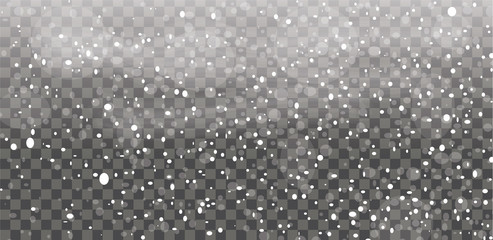 Snowfall. Falling snowflakes. Christmas snow. Vector illustration.