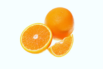 Fresh juicy oranges isolated on white background.