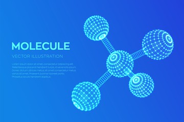 Molecule Structure. Dna, atom, neurons. Molecules and chemical formulas. 3D Scientific molecule background for medicine, science, technology, chemistry, biology. Vector illustration.