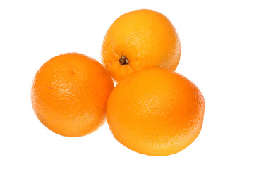 Fresh oranges isolated on white background.