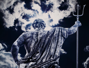 The mighty god of the sea and oceans Neptune (Poseidon) Antique statue.