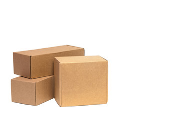 Cardboard boxes for goods on a white background. Different size. Isolated on white background.