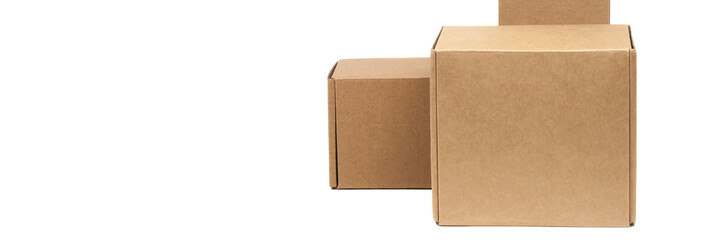 Cardboard boxes for goods on a white background. Different size. Isolated on white background.