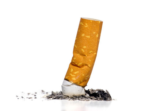 Cigarette In Ashtray Isolated On White