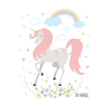 Unicorn cute illustration for kids