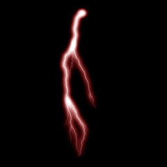 Isolated realistic electrical lightning strike visual effect on black night background. Energy change. 