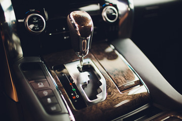 automatic transmission gear level with double-clutch. modern interior.