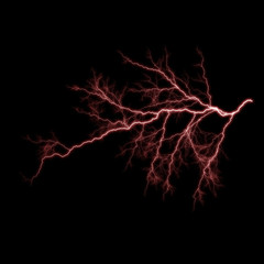 Isolated realistic electrical lightning strike visual effect on black night background. Energy change. 