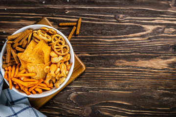 Selection of traditional salty snacks