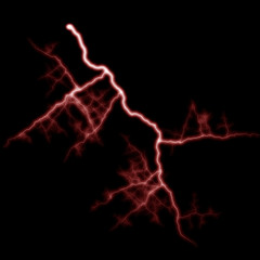 Isolated realistic electrical lightning strike visual effect on black night background. Energy change. 